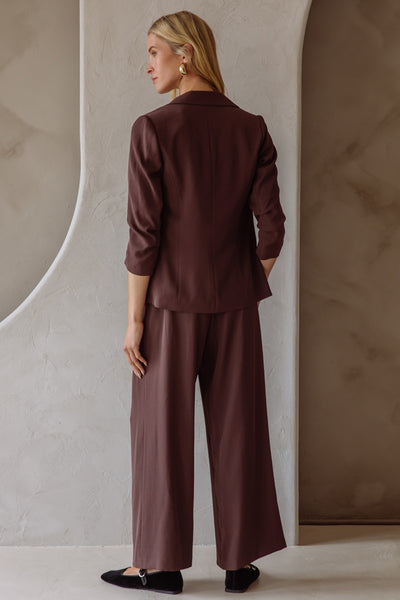 Poly Shirred 3/4 Sleeve Blazer