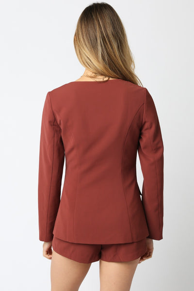 Button Down Long Sleeve Romper