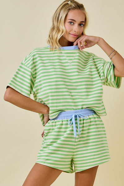 Boxy Terry Contrast Tee & Shorts Set