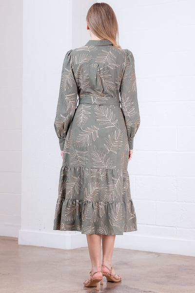 Long Sleeve Button Down Embroidery Dress