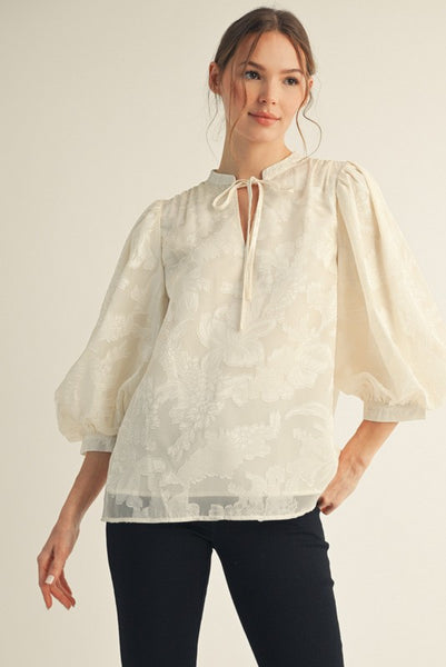 Floral Embroidered Peasant Top