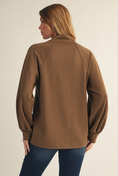 Raglan Sleeve Solid V-Neck Top