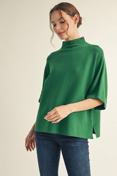 Mock Neck Soft Sweater Top
