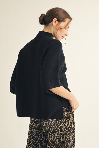 Mock Neck Soft Sweater Top