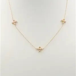 Gold Chain with Beaded Cross Shape 16"-18" Necklace