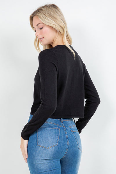 Slim-Fit Basic Cropped Cardigan