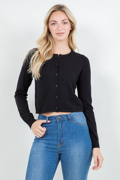 Slim-Fit Basic Cropped Cardigan