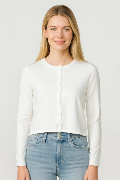 Slim-Fit Basic Cropped Cardigan