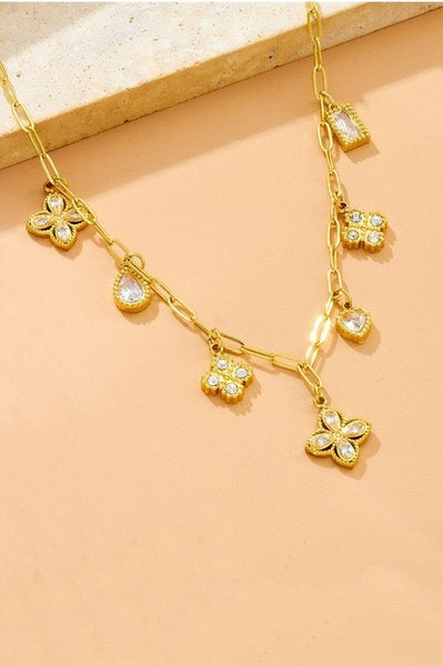18k Stainless Steel Charm Chain Link Necklace