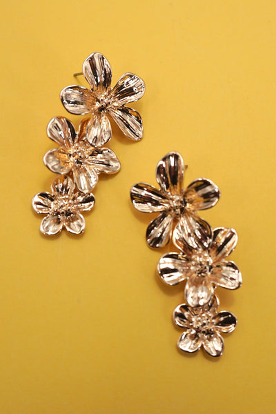 Gold Cascade Flower Drop Earrings