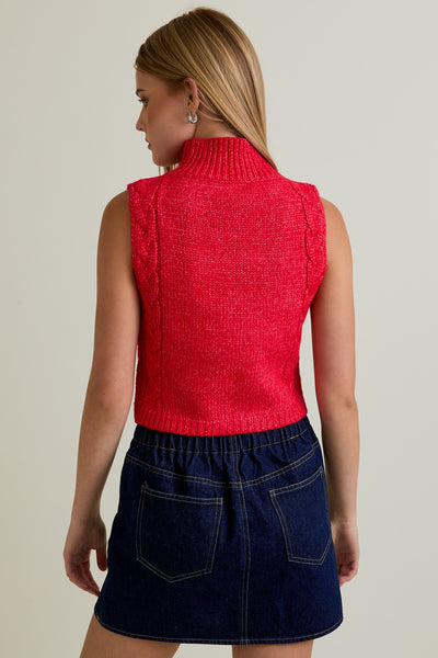 Mock Neck Cutout Crop Sweater Top