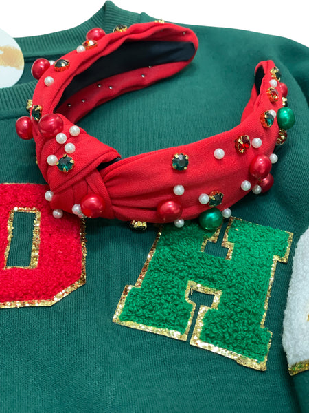 Pearl & Bead Embellished Christmas Headband