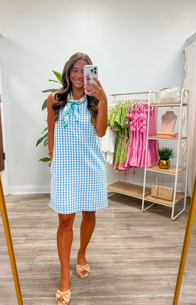 Sleeveless Gingham Checked Mini Dress