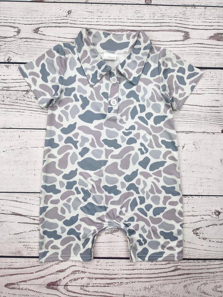 Baby Gray Camouflage Romper