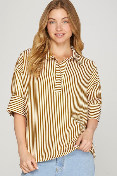 Half Sleeve Oversized Striped Top