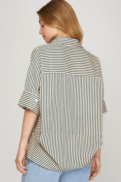 Half Sleeve Oversized Striped Top