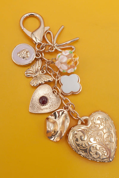 Heart Bow Butterfly Clover Charms Keychain