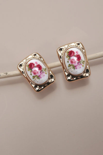 Porcelain Vintage Flower Earrings