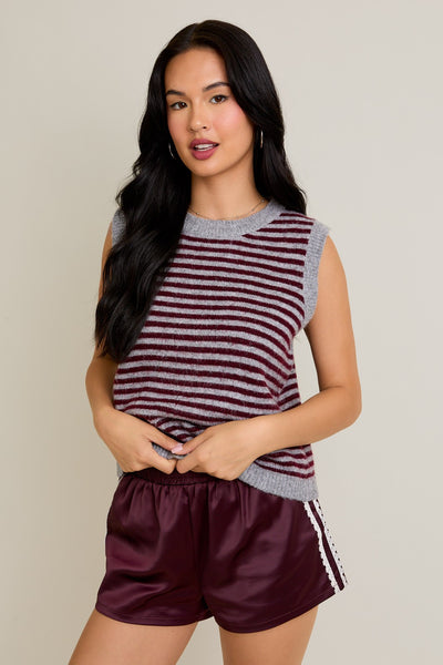 Round Neck Sleeveless Sweater Vest