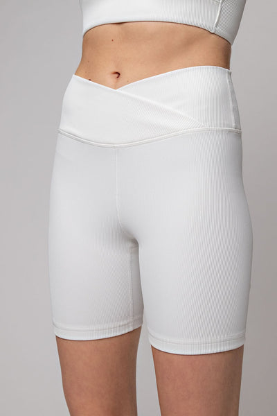 Nylon Ribbed V-Waist Biker Short