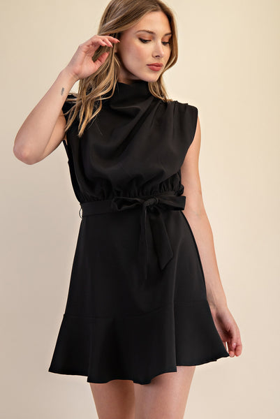Cowl Neck Sleeveless Mini Dress