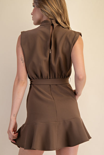 Cowl Neck Sleeveless Mini Dress