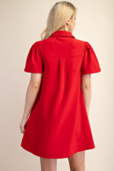 Collar Neck Button Down Mini Dress
