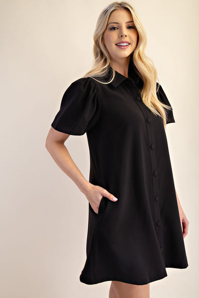 Collar Neck Button Down Mini Dress