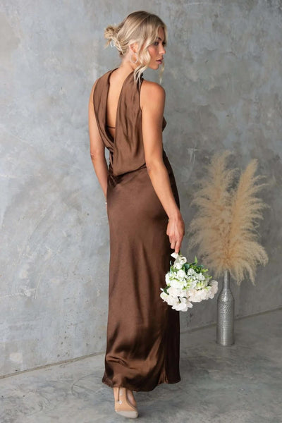 Halter Satin Maxi Dress