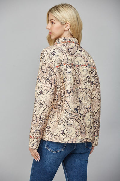 Detail Print Jacket W/ Front Flap Pockets
