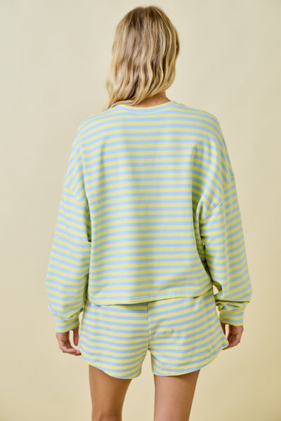 Striped Terry Sweatshirt & Shorts Set
