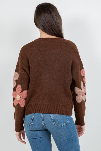 Floral Chunky Knit Cardigan