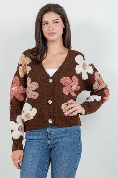 Floral Chunky Knit Cardigan