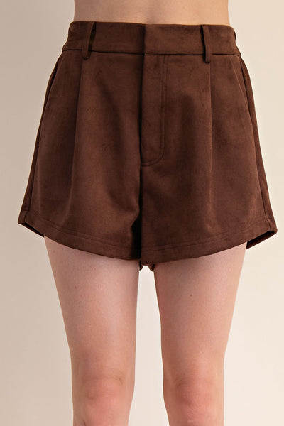 High Waist Suede Shorts