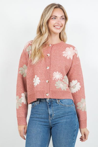 Bold Floral Button-up Cardigan