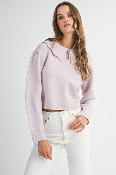 Scallop Hem Peter Pan Collar Sweater
