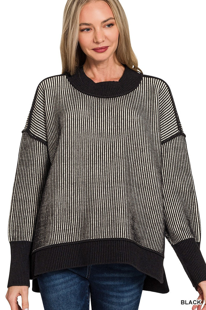 Exposed Seam Two Tone Sweater