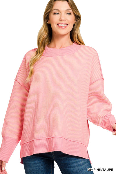 Exposed Seam Two Tone Sweater