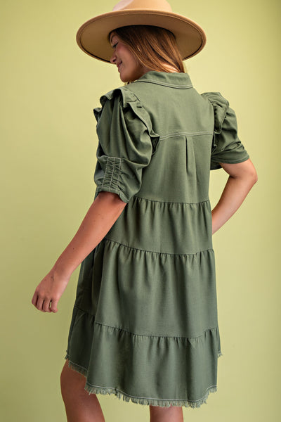 Linen Button Up Shirt Dress
