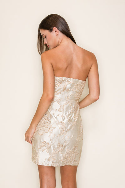 Front Bow Jacquard Tube Mini Dress