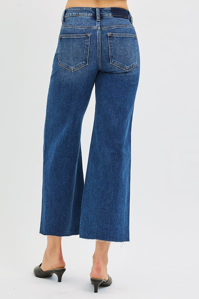 Risen MR Crop Wide Raw Cut Hem Jeans