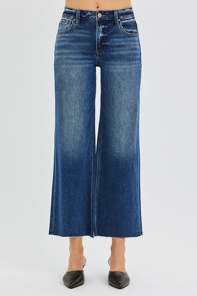 Risen MR Crop Wide Raw Cut Hem Jeans