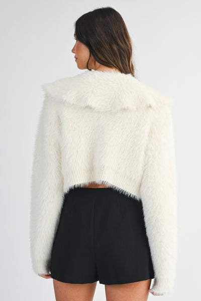 Fuzzy Oversized Collar Cape Cardigan