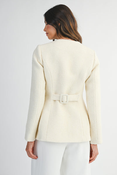 Boucle Button Down Longline Blazer Jacket
