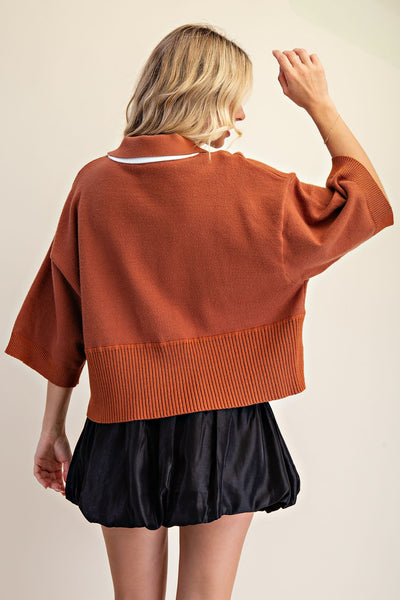 V-Neck Color Trim Top