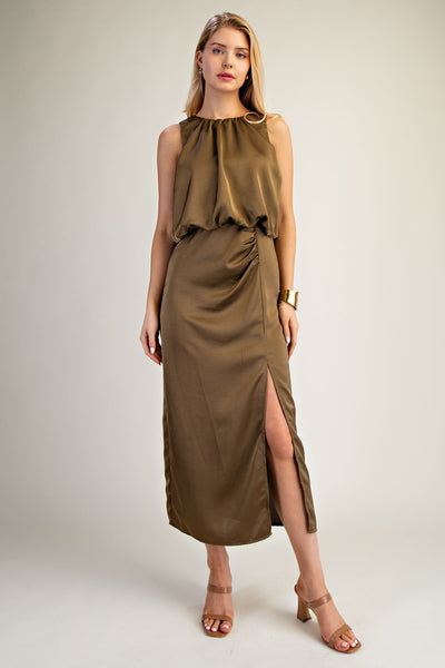 Round Neck Sleeveless Midi Dress