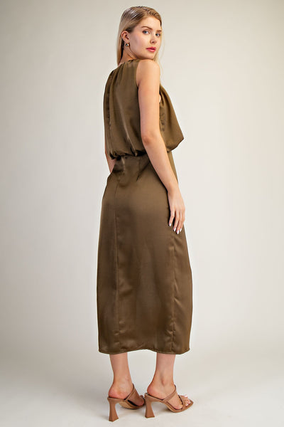 Round Neck Sleeveless Midi Dress