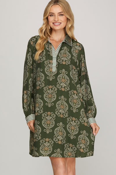 Woven Print Mini Dress