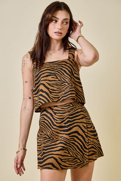 Tiger Print Square Neck Crop Top