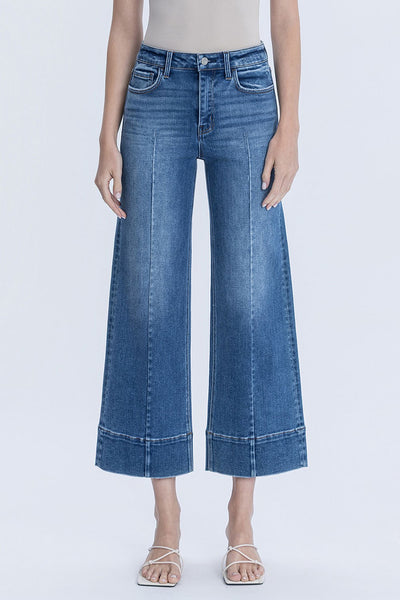 Vervet HR Pintuck Ankle Wide Jeans